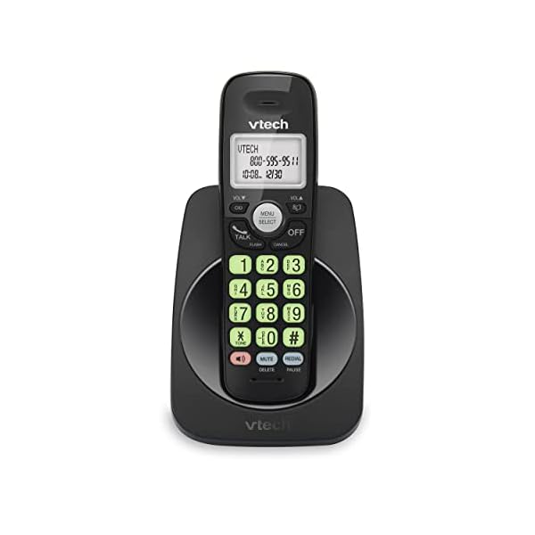 [New] VTech VG131-11 DECT 6.0 Cordless Phone – Bluetooth Connection, Blue-White Display, Big Buttons, Full Duplex, Caller ID, Easy Wall Mount, 1000ft Range (Black)
