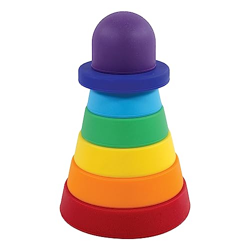 Image of Hudson Baby Silicone Stacking Toy, Rainbow, One Size