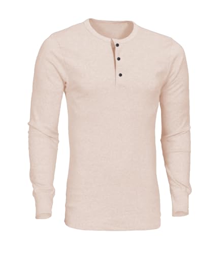 Mens Grandad Button Collar Long Sleeve Henley Shirt Tee Cotton Jersey Top