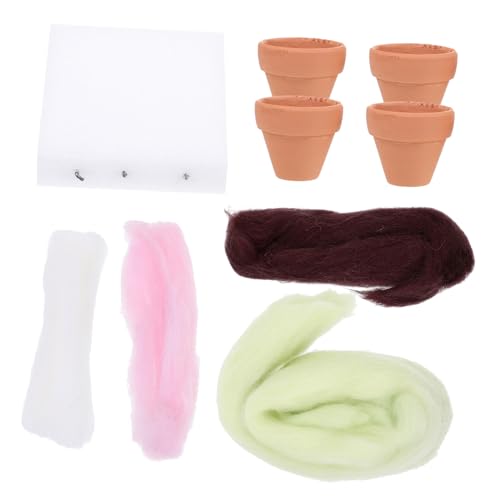 OSALADI Beginner-Friendly Needle Felting Kit Create Your Own Plant Bonsai Wool Felt Potting Set