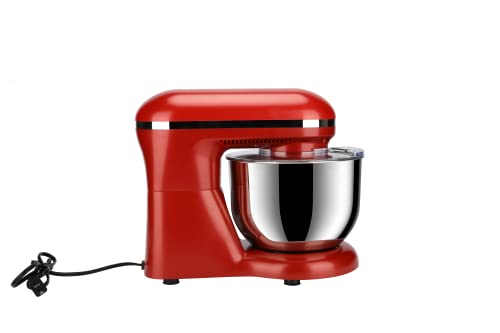 Frigidaire-Electric-Stand-Mixer-62-Quart-6L-8-Speeds-with-Whisk-Dough-Hook-Flat-Beater-Attachments-Splash-Guard-RED