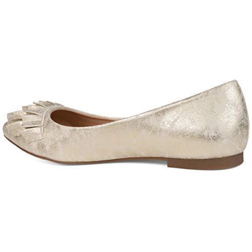 Brinley Co. Womens Ruffled Flat Gold, 8 Regular US2
