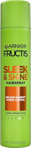 Image of Garnier Fructis Sleek & Shine Hairspray, Provides 24-Hour Anti-Humidity and Frizz Control, Extra Strong Hold, Infused with Bamboo Extract for Ultra-Smooth Hair, 8.25 oz (Packaging May Vary)