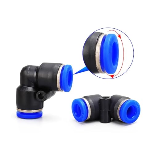 Conectores neumáticos PV 10mm tipo L unión rápida codo plástico mangueras neumáticas pack 100 6