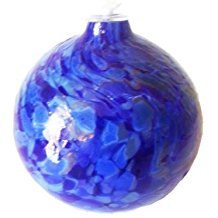 Lampara de Aceite lampara de Petroleo Redonda soplado a Boca en Color Azul Colorido diametro apro. 9 cm