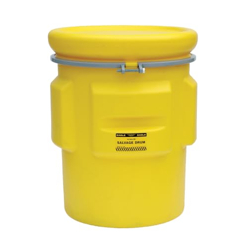 Eagle Plastic Drum, 65 Gallon Drum, DOT Compliant, Made in USA, Yellow