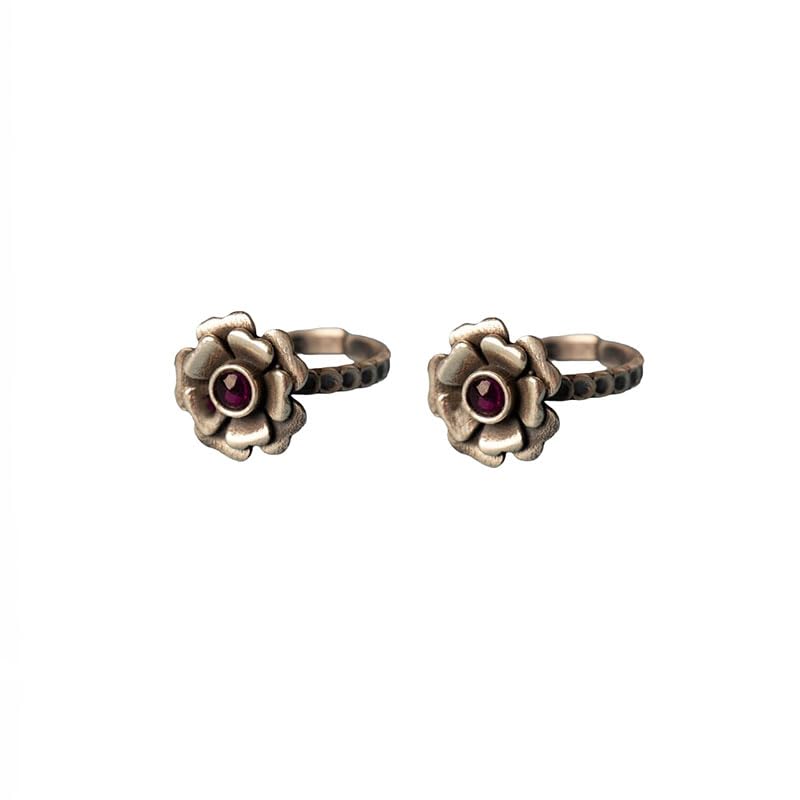 925 Sterling Silver Toe Ring, Moh Intricate Rose Toe Ring with Semi Precious Stone,Well Stamped with 92.5, Minimal Pieces, Handcrafted Oxidized Toe-Ring, Women Accessories-image-38