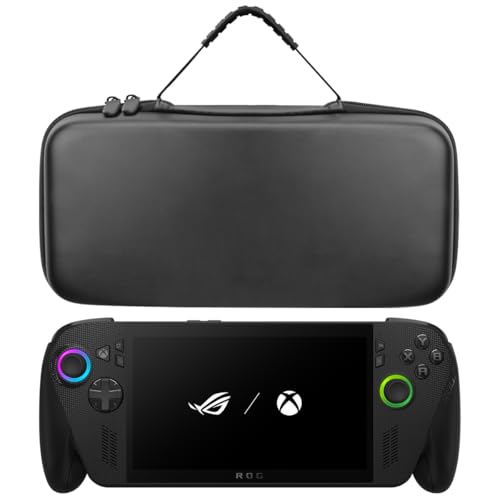 Miimall Estuche de Transporte para ASUS Rog Xbox Ally X / ROG Xbox Ally 2025, Bolsa de Almacenamiento Portátil de Piel Sintética, Antiarañazos Antigolpes Rígida Funda de Viaje con Bolsillos, Negro
