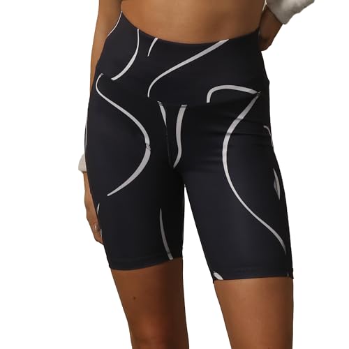 Image of SOIE Women Polyester Blend Sports Shorts High Waist Knee Length with Side Pocket Quick Dry Squat Proof Athleisure Shorts for Workout