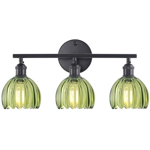 Shenmoyl Bathroom Light Fixtures, 3-Light Black Vanity Wall Light Over