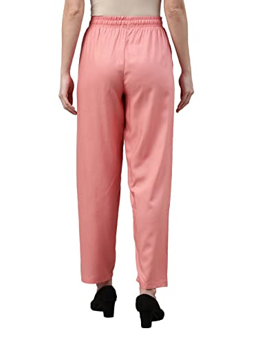 Image of GO COLORS Women Solid Mid Rise Relaxed Fit Viscose Casual Pants