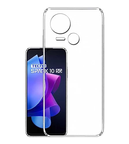 Image of COVERBLACK Soft Rubber Silicon Clear Case Back Cover Compatible for Tecno Spark 10 5G - Transparent