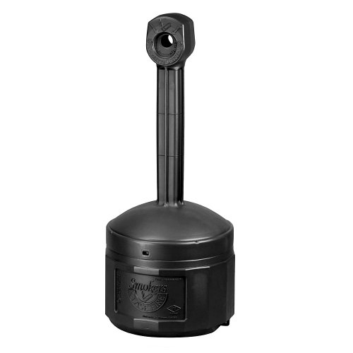 Justrite Cease-Fire Cigarette Butt Receptacle - 16-1/2" Dia.X38-1/2"H - 4-Gallon Capacity - Black