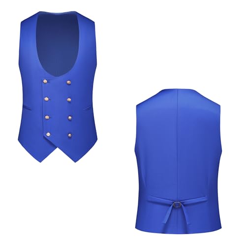 UNINUKOO Mens 3 Piece Tuxedo Suit Set Wedding Dress Prom Suits for Men Solid Color Blazer Men Double Breasted Vest Pantsuit US Size XL Royal Blue3