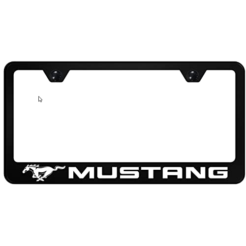 Au-TOMOTIVE GOLD UV Print Polycarbonate License Plate Frame for Ford Mustang (Black)