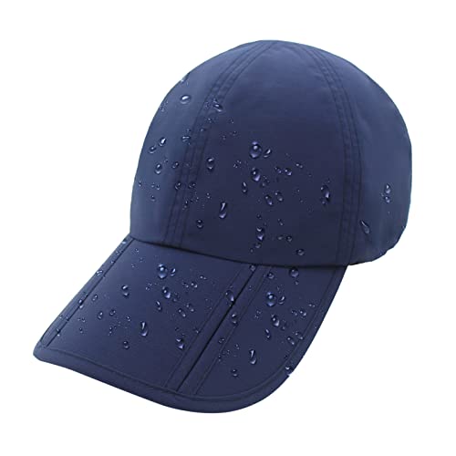 Akkad Kuti Mens Waterproof Baseball Cap Foldable Mens Water-Resistant Cap Upf 50+ With Drawstring Storage Bag For Outdoor (Navy) #TOP4