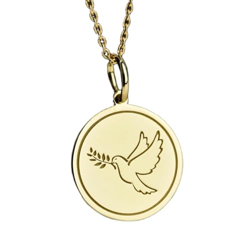Collier pendentif pièce colombe en argent plaqué or et sa chaîne de 45 cm LK_PNDN_0495