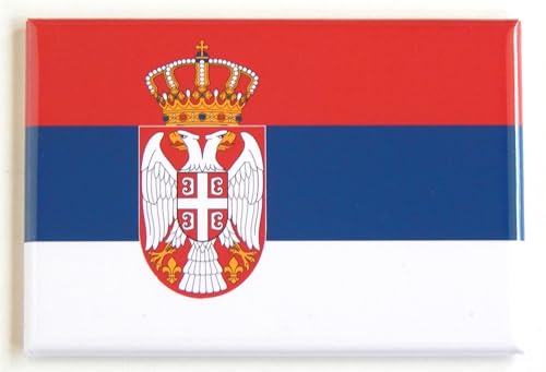 Imán para nevera con bandera de Serbia 2 x 3 pulgadas miniatura 1