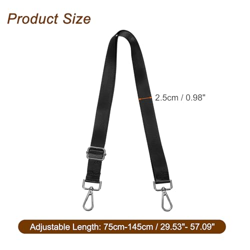 Image of uxcell Wide Shoulder Strap, 2.5cm Adjustable Purse Strap Replacement Crossbody Strap for Shoulder Bag Handbag, Black, Black Pull Core Buckle