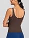 THE GYM PEOPLE Women's Longline Sports Bra Wirefree Padded Workout Yoga Tank Top Brown