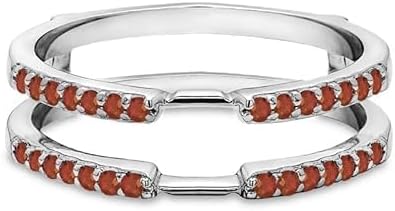 Red Garnet Enhancer Guard For Women, 14k Sterlinng/Yellow/Rose Gold Plated Silver Red Garnet Wrap Ring, Enhancer Ring Guard, Enhancer Ring