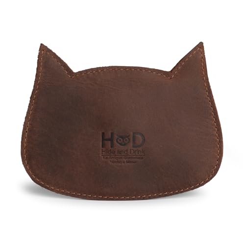 Image of Hide & Drink, Cat Shape Wallet Handmade from Full Grain Leather - Bourbon Brown