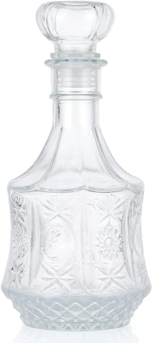 Image of European Style Glass Decanter Storage Container for Liquor, Whisky, Vodka, Scotch, Wine, Rum, Brandy, Champagne, Tequila, Juice (FLOWER800)