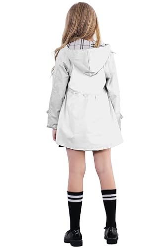 Image of Betusline Girl's Single Breasted Trench Coat Hooded Dress Coat Outerwear, 2-14 Years