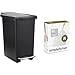 simplehuman 10 litre slim step can black plastic + code R 60 pack liners