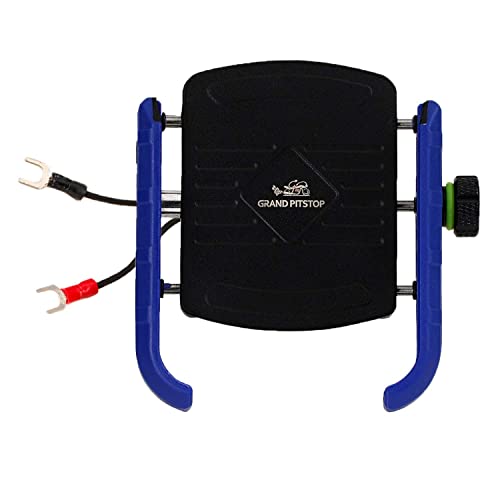 Image of GRAND PITSTOP Grandpitstop Adjustable Mobile Holder- with Charger-Jaw Grip for Bike /Motorcycle /Scooter Handlebars (Blue)
