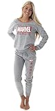 Marvel Comics Women's Juniors' Avengers Brick Logo Shirt And Jogger Pants Pajama Set (Large) Heather Grey