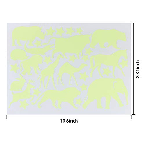 Benbo Animals Glow In The Dark Wall Stickers, Cute Animals Jungle Adventure Horse Elephant Giraffe Camel Stars Peel And Wall Decals For Kids Bedroom Nursery Home Wall Mural Decor #TOP3