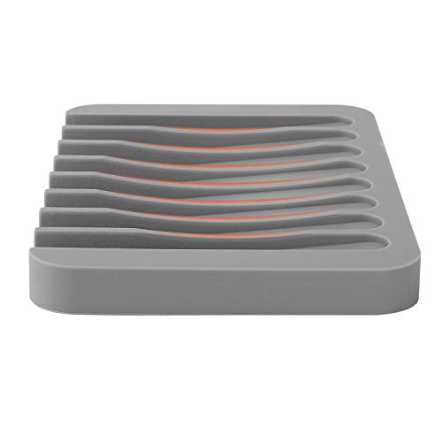 Anwenk 3-Pack Soap Holder for Shower Waterfall Drainer - Flexible Silicone for Shower/Bathroom/Kitchen/Counter Top, Keeps Soap Bars Dry & Clean - Easy to Clean - Grey