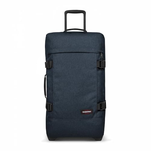 Image of EASTPAK Tranverz M - 78L Medium Soft Sided Checked Luggage, Dual Compartments, TSA Lock, Compression Straps & Smooth Inline Wheels, Triple Denim