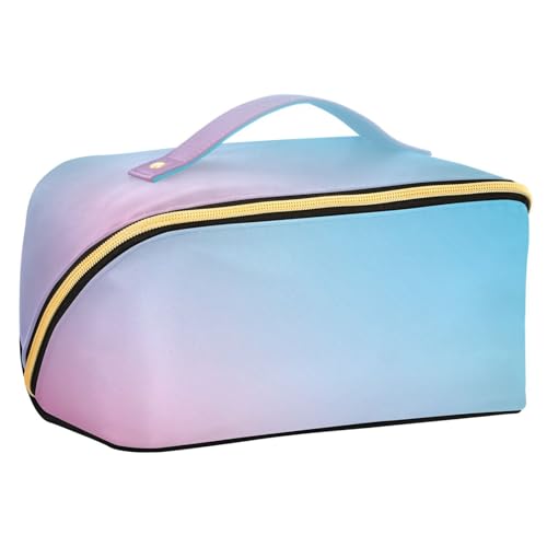 Zathe - Bolsas de maquillaje de color azul degradado y rosa, diseño borroso con divisores, bolsas de largravel, para mujer, verticales, de pie