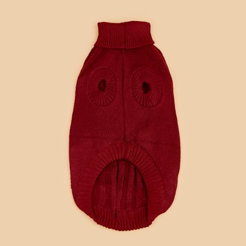 Image of Dog Sweater Soft Warm Turtleneck Knitted Clothes for Small Medium Large Pet | Comfy Wool Knit, Turtleneck & Classic Design, Easy on /off, Warm Winter Girls Boys Dogs Christmas Sweaters, Rust Red, XXS