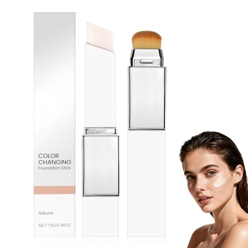 Color Changing Foundation Stick mit Pinsel 2-in-1 Feuchtigkeitsspendende und Leichte Abdeckcreme Farbwechselndes Make-up Stick Langanhaltende Aufbaubare Deckkraft for All Skin Types