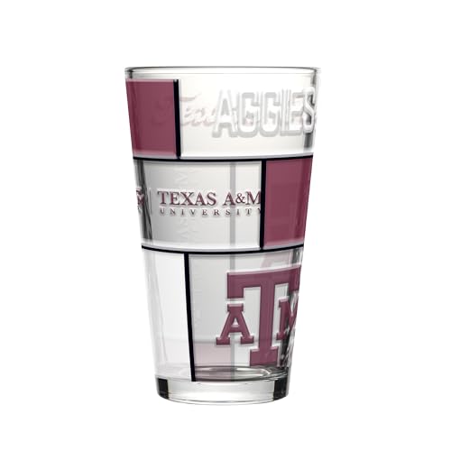 Image of Logo Brands NCAA oz Stained Glass Pint Glass - 3D Embossed Logo & Bold Team Colors - Durable Sports Fan Beer Glass for Home, Bar & Tailgates