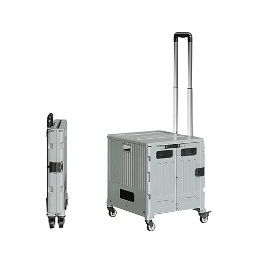Phjaoeyui Carrito Compra Plegable con Ruedas Asa Telescópica Caja Transporte CCesta de Compra con Tapa para Comestibles Compras Oficina Fácil de Transportar y Almacenar (Green,L)