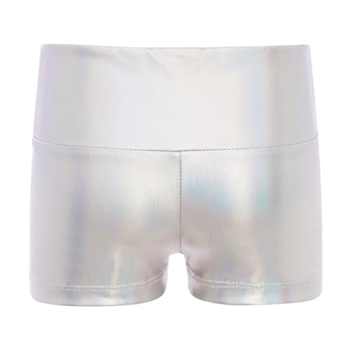 Kids Girls Sports Shorts Shiny Metallic High Waist Active Gymnastic Workout Activewear Bottoms2