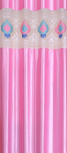 Image of LaVichitra Polyester Window Curtain with Designer Net (5ft, Pink) -2 Pieces