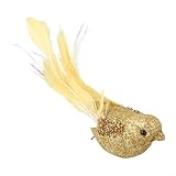 Bulevisiter Künstliche Federtauben, Heimdekor-Clip, lebensechte Schaumstoff-Taubenfiguren für Hochzeit, Party und Schaufensterdekoration, 16 x 4,5 cm, buntes Vogel-Ornament-Set (Gold)
