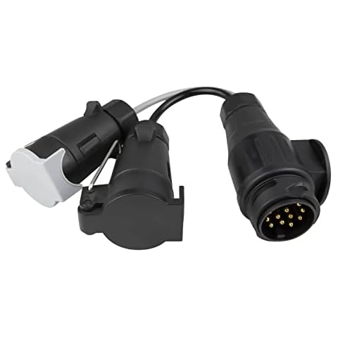 Voilamart 13 Pin -7pin N and S Adaptor Lead, Towbar Electric Conversion Adapter Lead -Twin 7 pin,Euro Adapter Lead for Trailer Truck Caravan Cover