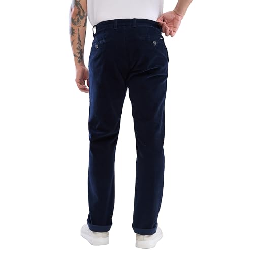 Image of Spykar Men's Mid Rise Regular Fit Cotton Trousers