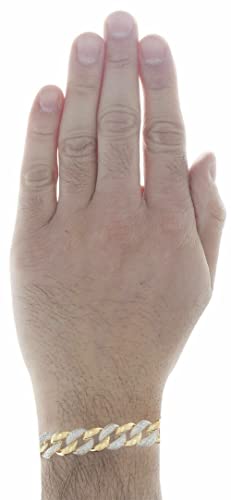 Dazzle Touch 3.50 Ct Round Cut Diamond Men's Miami Cuban Diamond Bracelet 14K Yellow Gold Plated (14K White Gold Plated) #TOP4