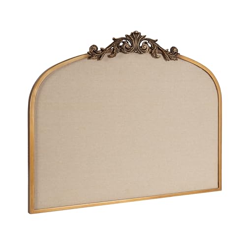 Image of Kate and Laurel Arendahl Wide Decorative Arch Pinboard; 30 x 24; Gold; Framed Arched Ornate Vintage Cork Board for Use as Motivational Vision Board or Wall Organizer