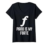 Photo Gallery donna forte note piano design, pianista pianista idea regalo maglietta con collo a v Photo Gallery donna forte note piano design, pianista pianista idea regalo maglietta con collo a v
