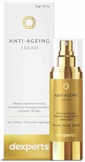 Brinton d’experts Anti-Aging Cream with Retinol, Hyaluronic Acid, Glutathione, Moringa & Camelina | Reduces Wrinkles, Fine Lines & Age Spots | Firms & Lifts Skin | For All Skin Types | 30 g x 4