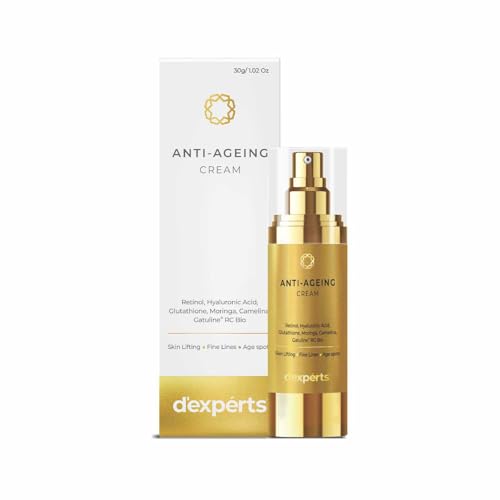 Brinton d’experts Anti-Aging Cream with Retinol, Hyaluronic Acid, Glutathione, Moringa & Camelina | Reduces Wrinkles, Fine Lines & Age Spots | Firms & Lifts Skin | For All Skin Types | 30 g x 4