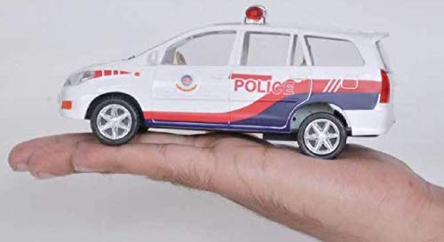 Image of Plastic Toy Police Toy car for Kids. Public Order Response Car Police, Pull Back Action Toys, with Soft Edges. Pack of 1, Weight Around 100 Grams & Length 15 CM. (White)